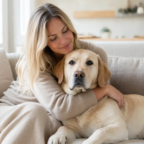 Woman with a Labrador